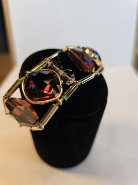 Atelier Swarovski Gold-Tone Bracelet with PADPARADSCHA w Crystal Accent Beads